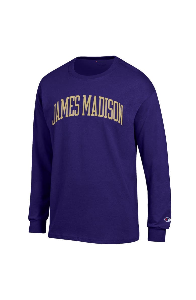 Champion Men's Champion  Purple James Madison Dukes Basic Arch Long Sleeve T-Shirt, Alternate, color, 