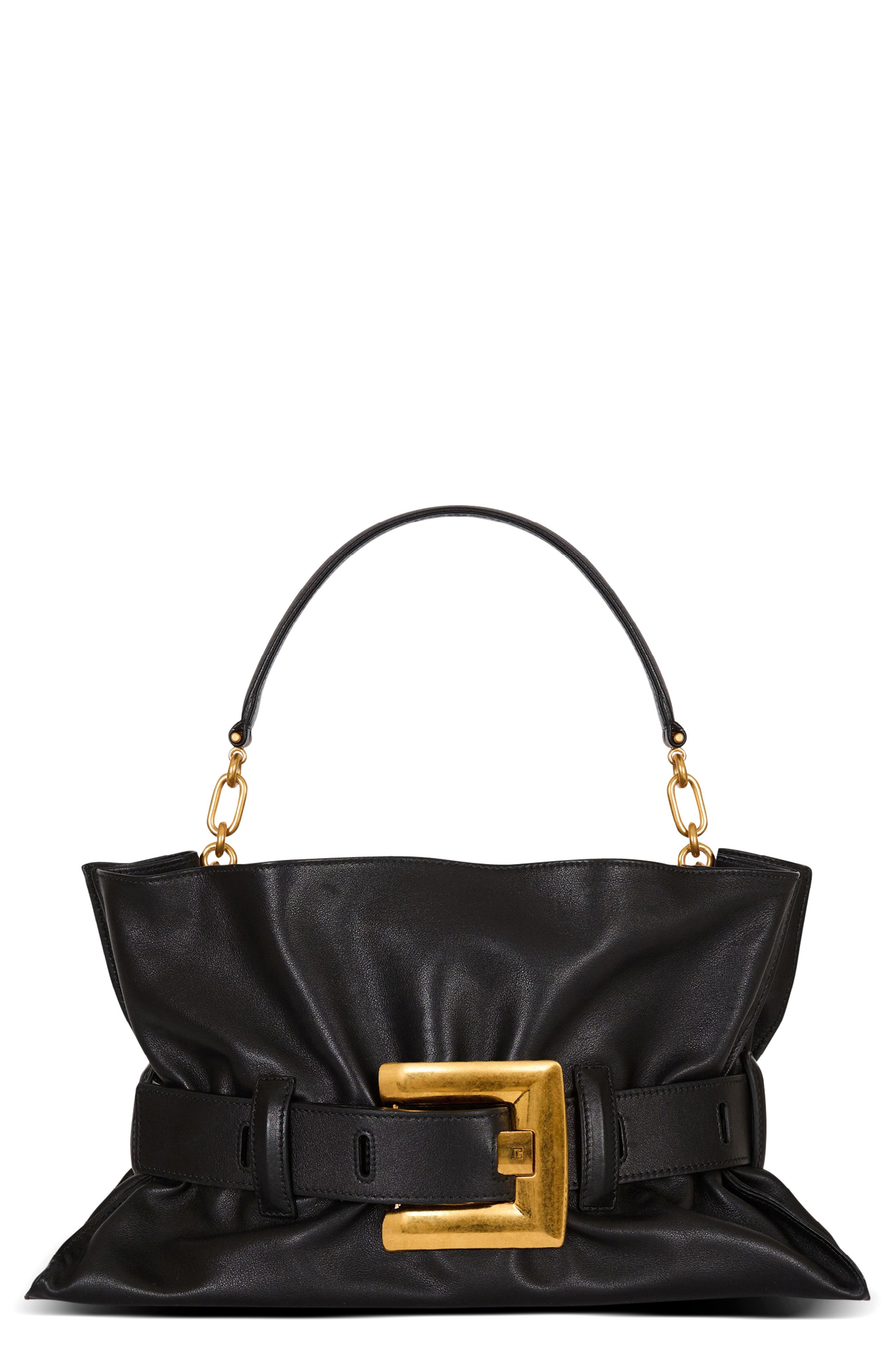 Balmain Medium Anthem Leather Tote, Main, color, 