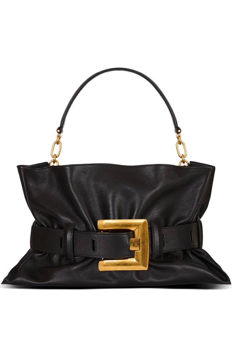 Balmain Medium Anthem Leather Tote, Main, color,
