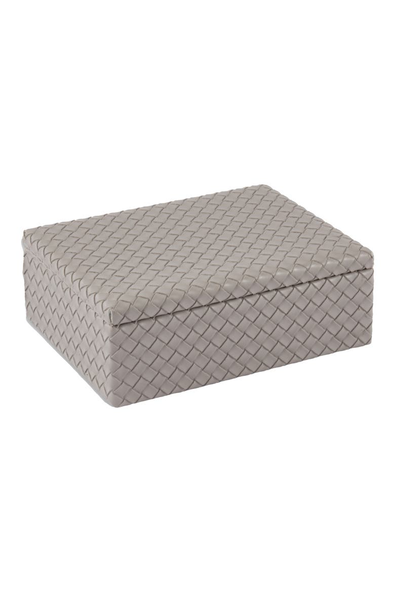 Anastasia Woven Leather Trinket Box, Main, color, GREY