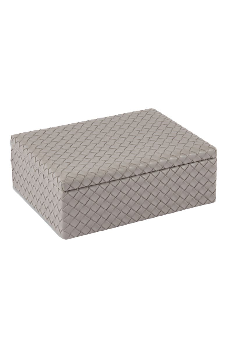 Bey-Berk Anastasia Woven Leather Trinket Box, Main, color, Grey