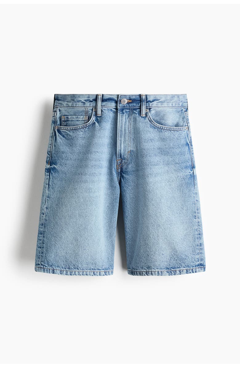 H&M Relaxed Denim Shorts, Main, color, Denim Blue