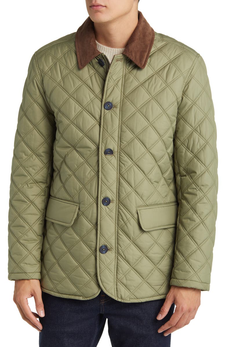 Brooks Brothers Diamond Quilted Water Repellent Walking Coat, Alternate, color, 