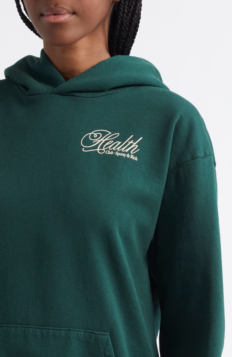 Sporty & Rich Health Script Oversize Cotton Fleece Graphic Hoodie, Alternate, color, Forest