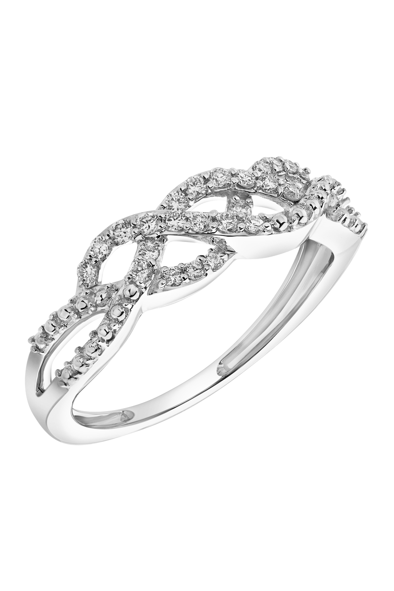 Solace 14K Gold Round Diamond Studded Infinity Ring - 0.21cts, Alternate, color, 14K White Gold