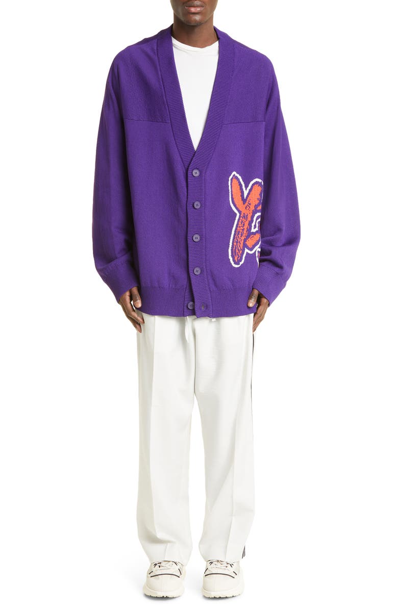 Y-3 Intarsia Logo Oversize Cardigan, Alternate, color, 