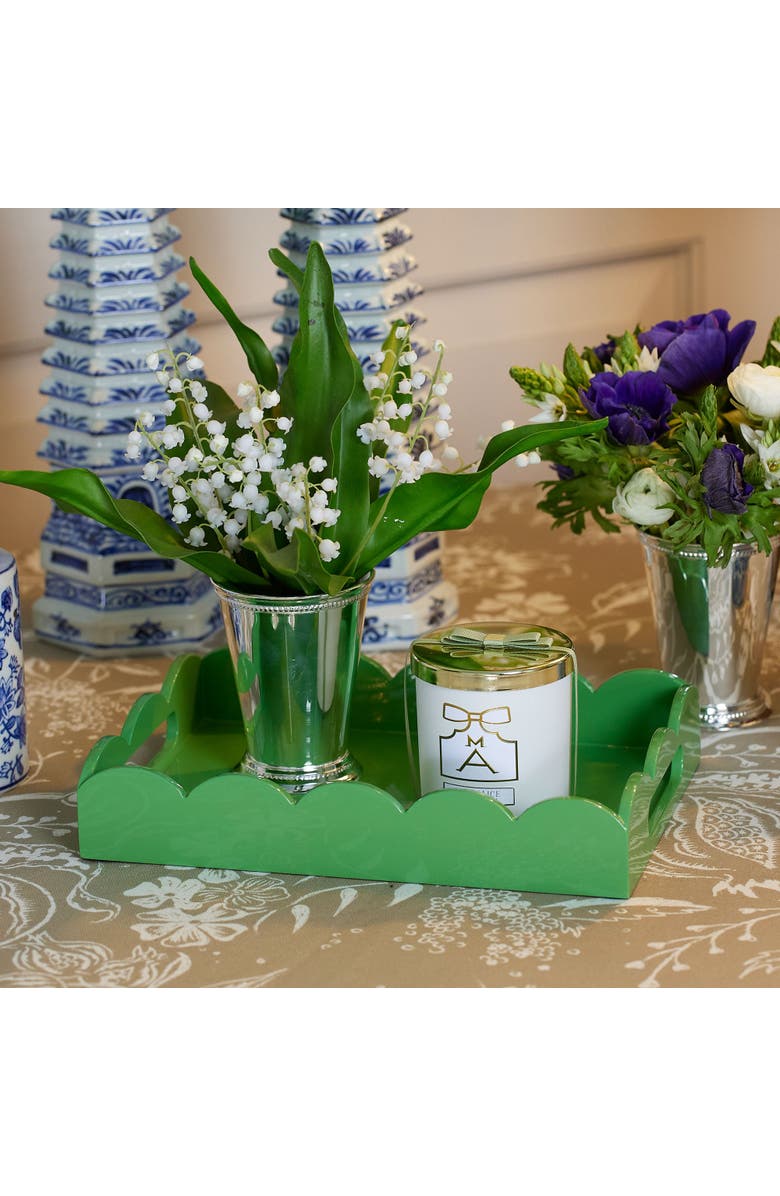 Mrs. Alice Small Lacquer Scalloped Tray, Alternate, color, Green