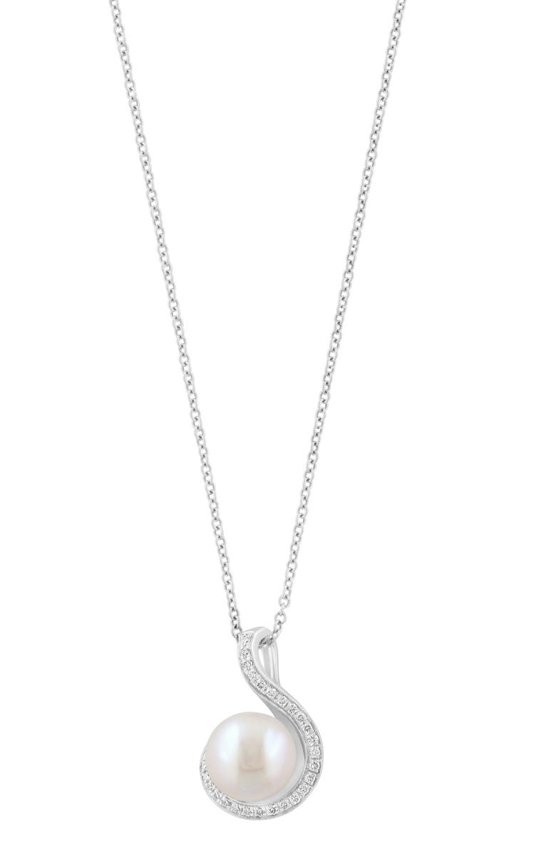 EFFY Diamond & Freshwater Pearl Pendant Necklace, Alternate, color, White
