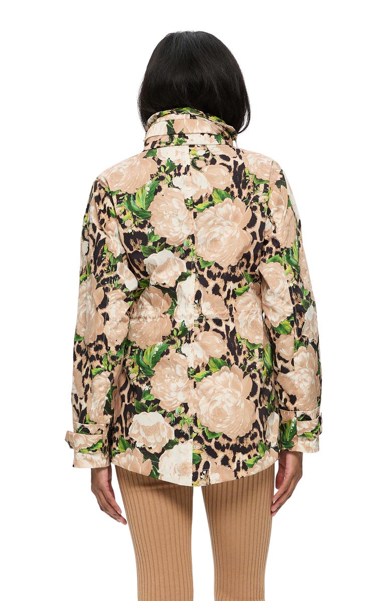 GORSKI Lightweight Floral Printed Jacket With Concealed Hood, Alternate, color, Beige Floral Lprd/Beige