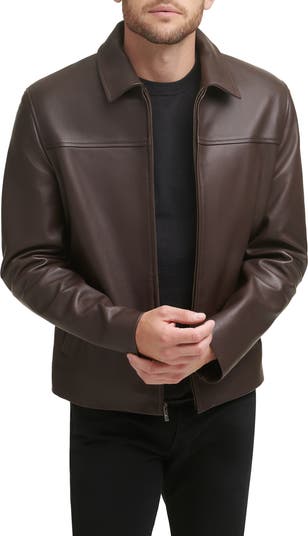 New cole Haan 100% lamb leather smooth collared on sale jacket