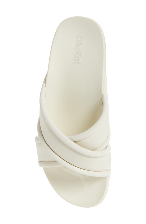 Olukai Ani Water Resistant Crisscross Slide Sandal In White