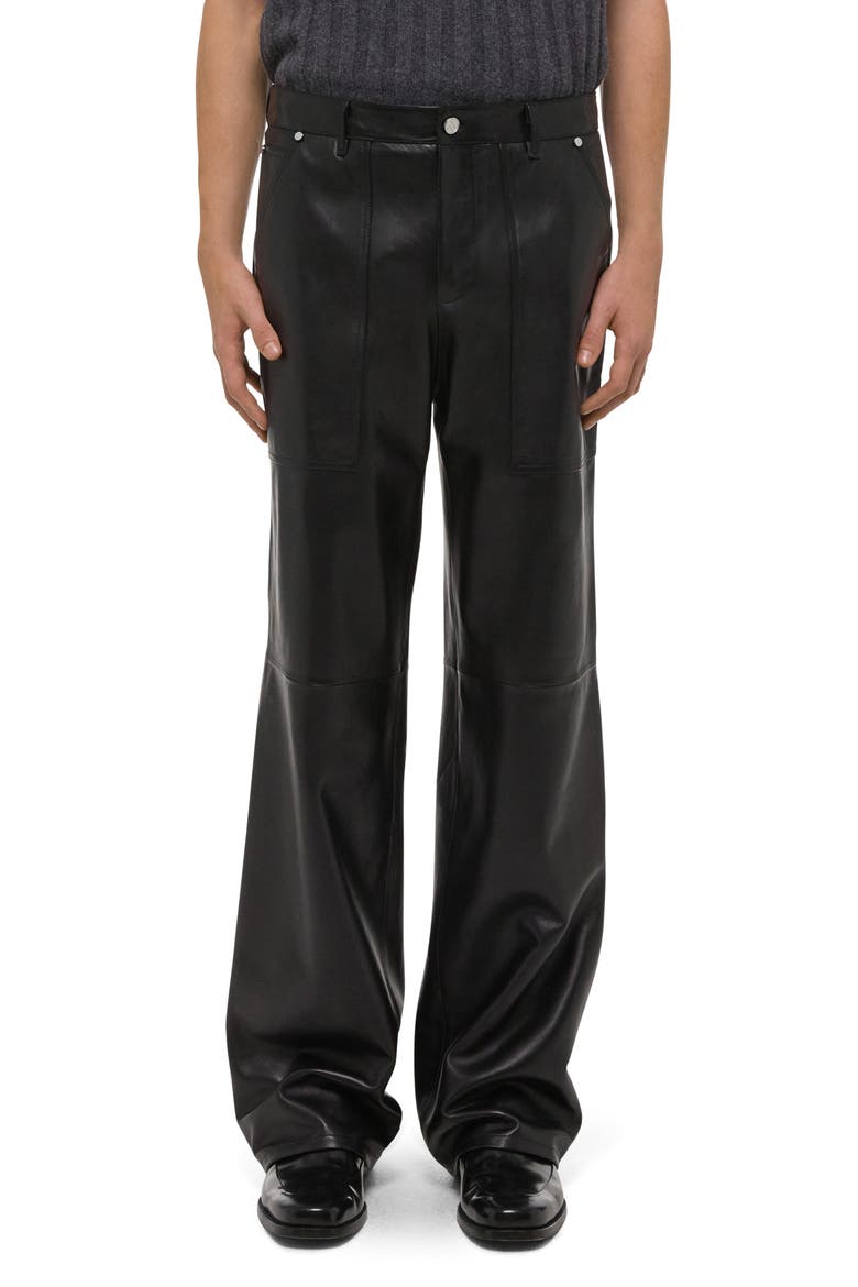 Bonde Leather Utility Pants, Main, color, BLACK/ BLACK