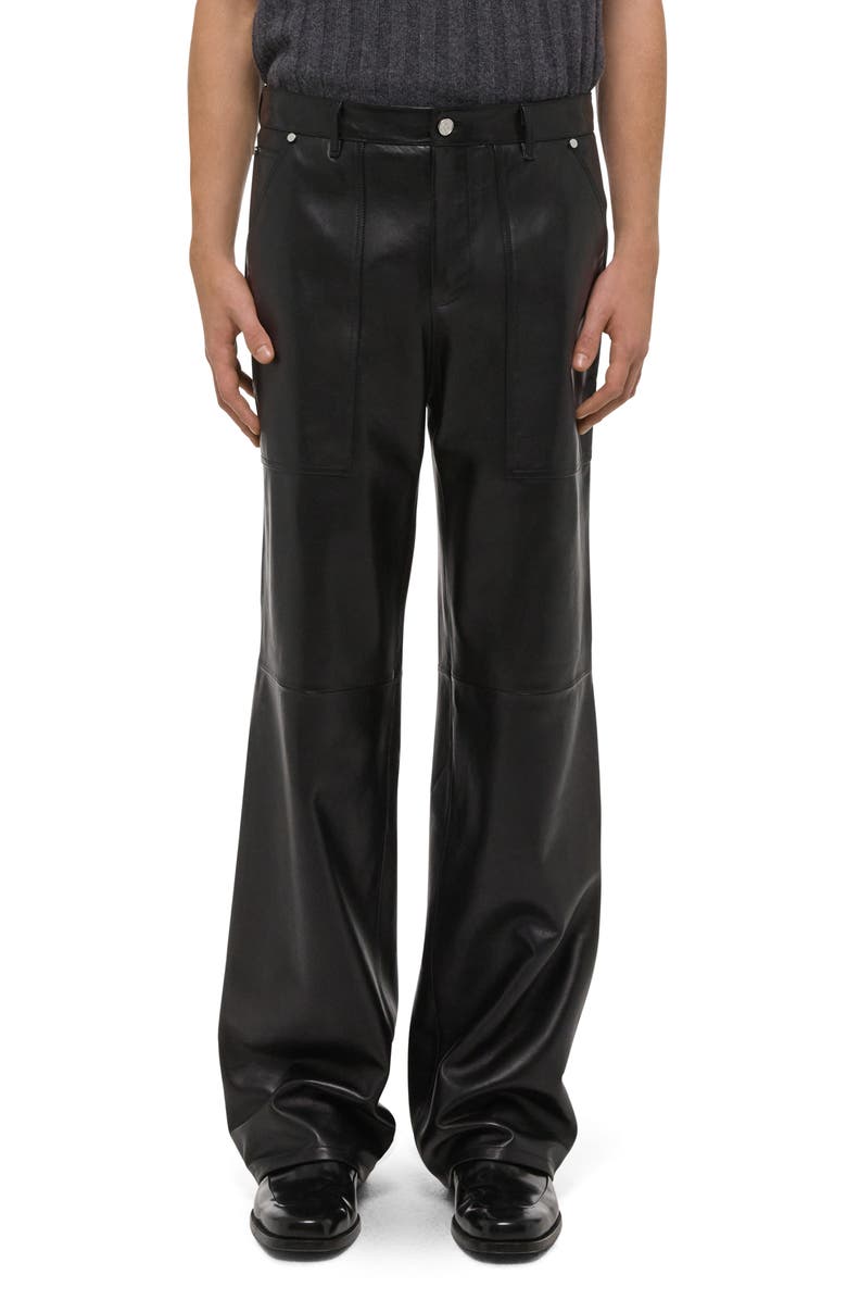 Helmut Lang Bonde Leather Utility Pants, Main, color, Black/ Black