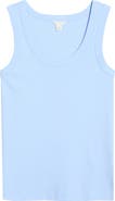 Caslon® Scoop Neck Rib Cotton Tank