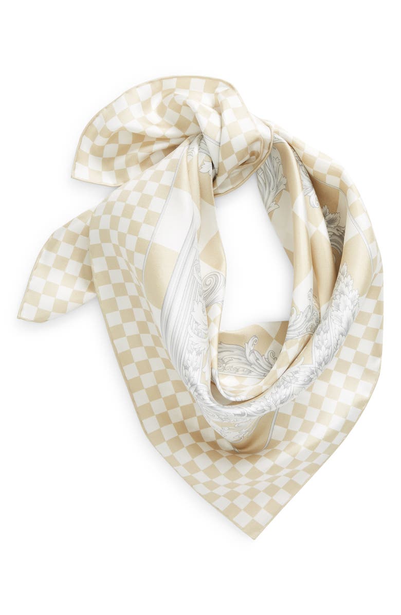 Versace Medusa Check Silk Scarf, Alternate, color, 