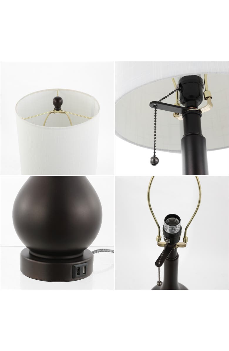 JONATHAN Y Tyler 24" Modern Classic Gourd Iron LED Table Lamp with Pull-Chain with Dual USB Charging Port, Alternate, color, Oil Rubbed Bronze