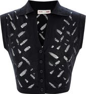 PCFG Cropped Ripped Knit Top Jet