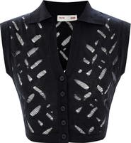 PCFG Cropped Ripped Knit Top Jet