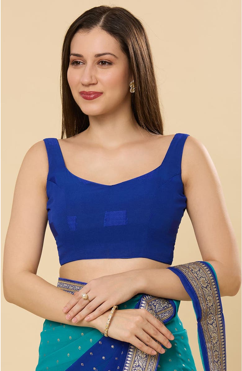 One Minute Saree<sup>®</sup> Celia Georgette Printed Criss-Cross Adjustable Tie-Back Blouse, Main, color, 