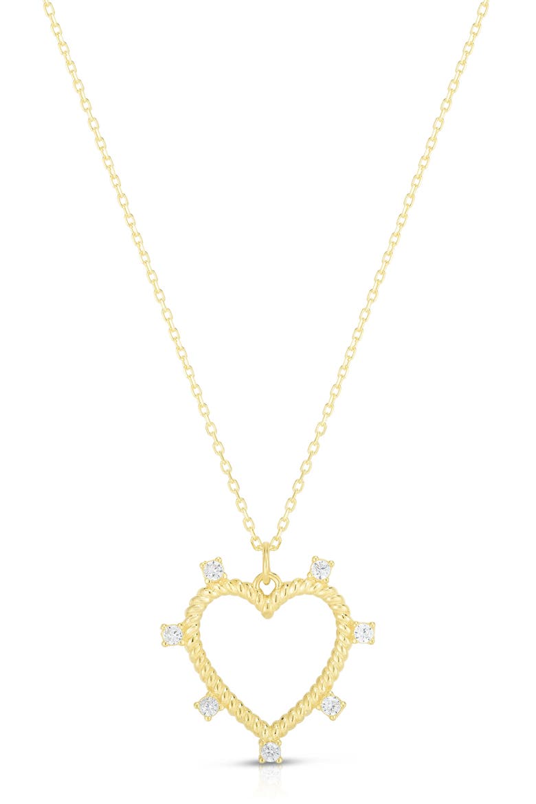 Cubic Zirconia Open Heart Pendant Necklace, Main, color, GOLD