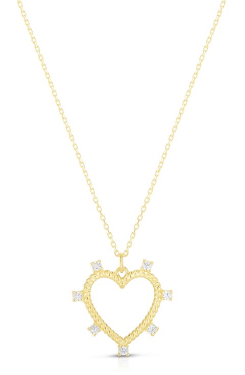 Cubic Zirconia Open Heart Pendant Necklace
