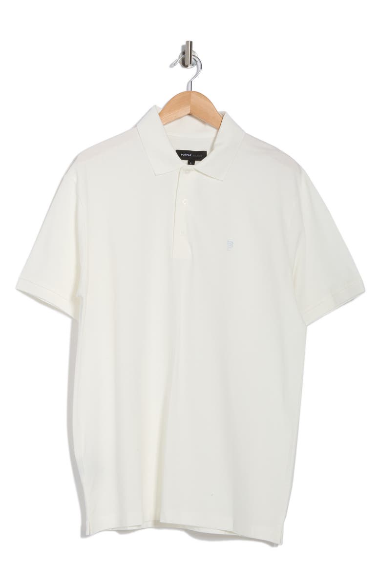 PURPLE BRAND Stretch Cotton Piqué Knit Polo, Alternate, color, Off White
