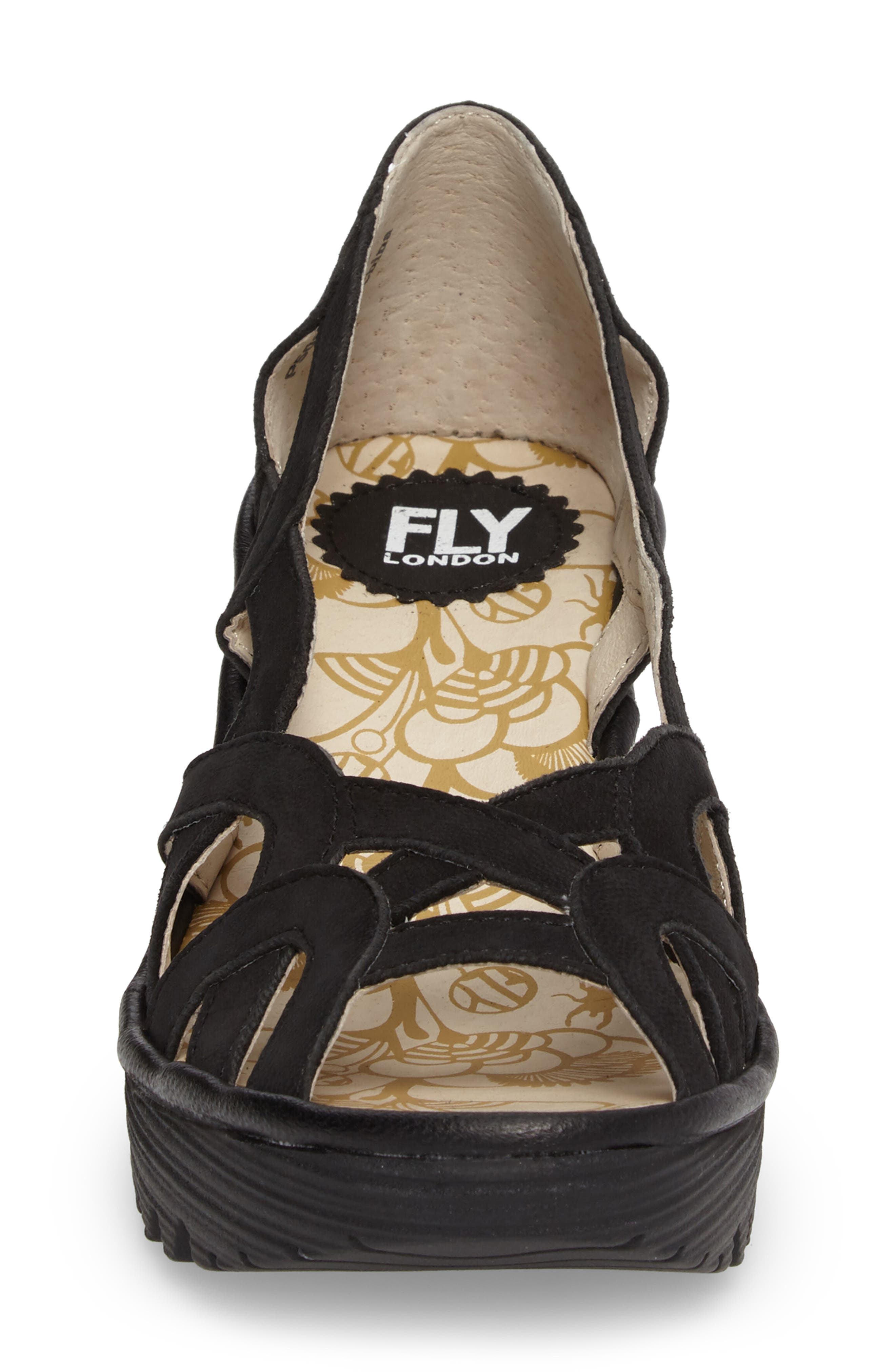 Yadi Wedge Sandal, Alternate, color, BLACK LEATHER