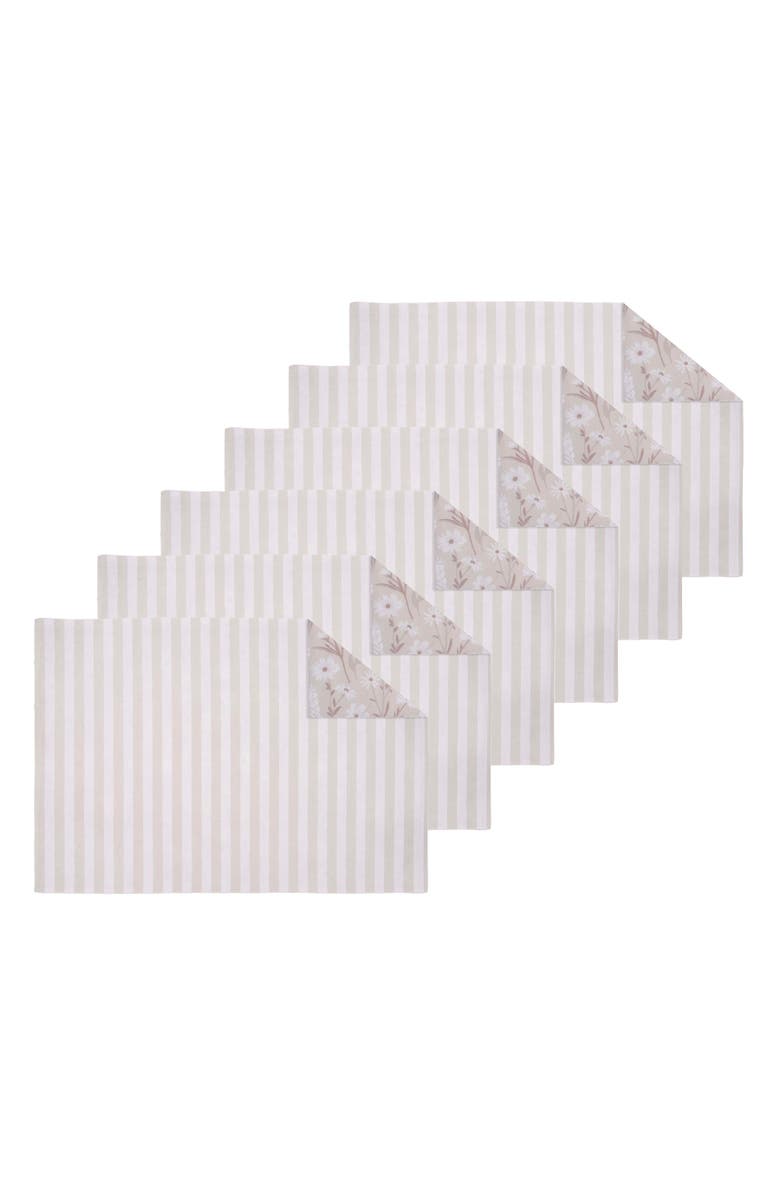 C&F Home Natural Botanical Flowers 100% Cotton Set of 6 Placemats 14" x 20", Alternate, color, Green