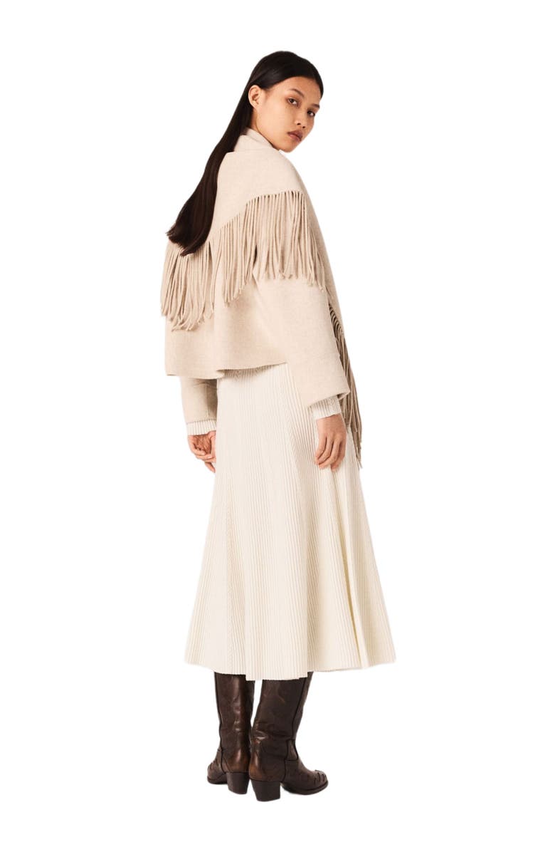 maje Cropped wool coat with removable scarf, Alternate, color, 