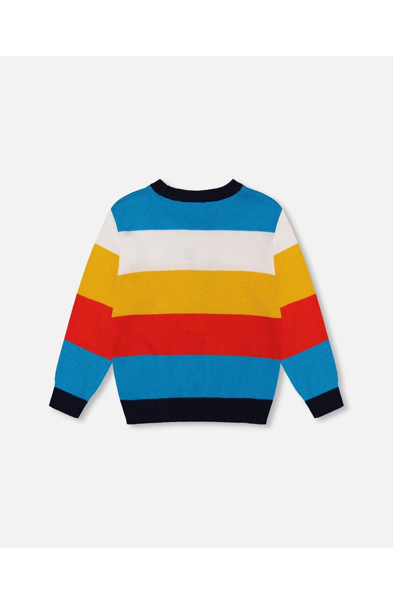 Deux par Deux Little Boy's Multicolor Striped Sweater With Karting Jacquard, Alternate, color,