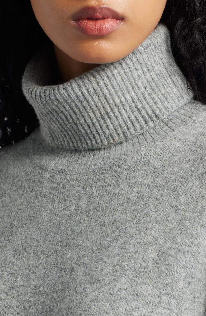 MANGO Taldote Turtleneck Long Sleeve Sweater Dress, Alternate, color, Medium Heather Grey