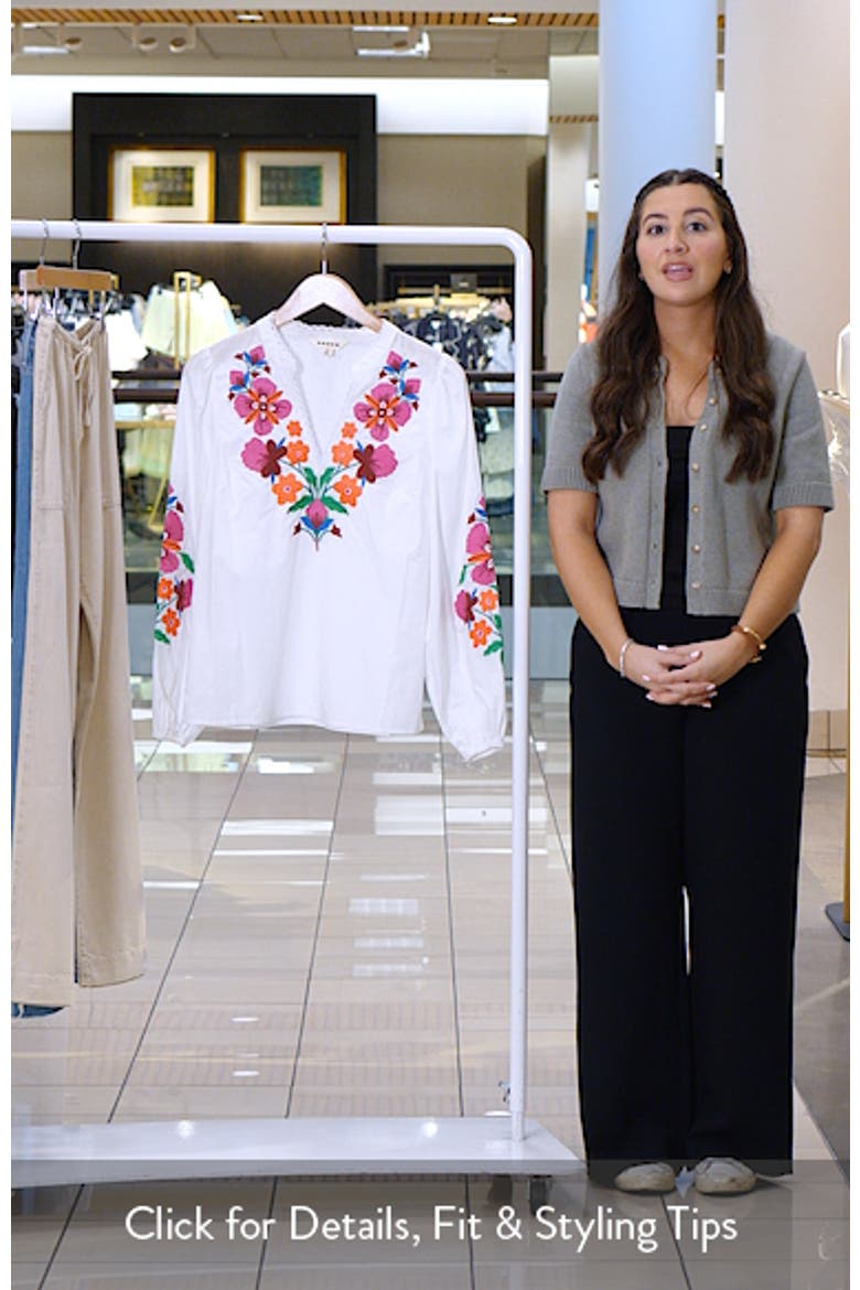 Embroidered Floral Dolman Sleeve Top video