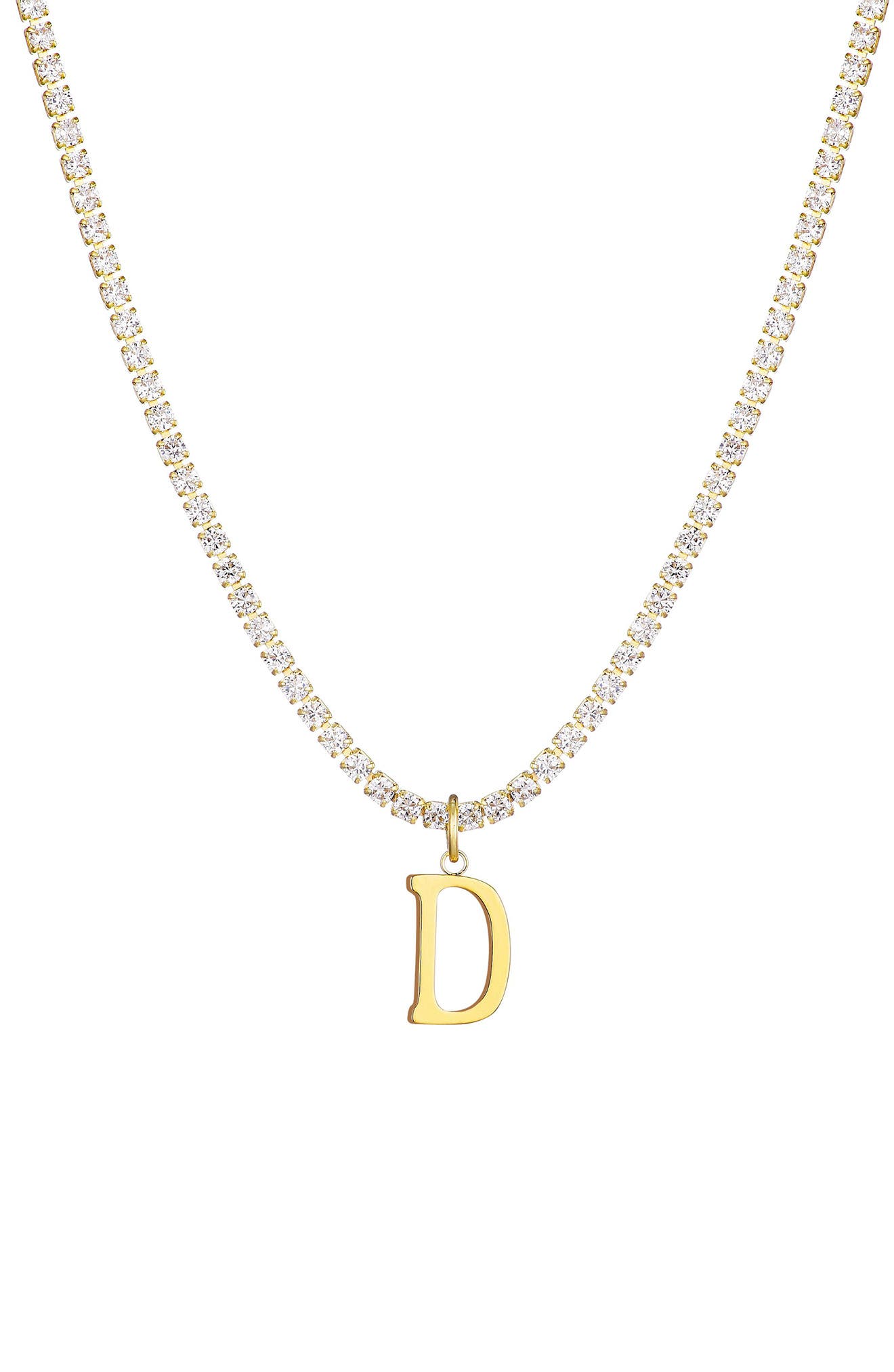 Initial Charm Tennis Necklace