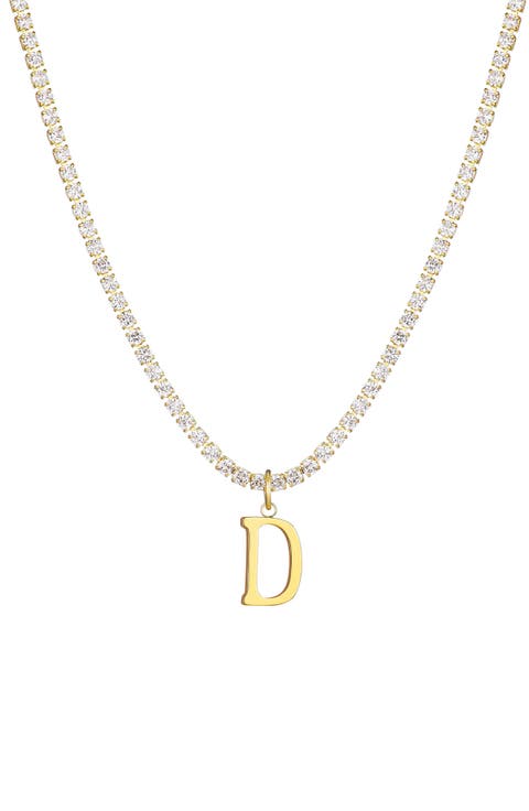 Initial Charm Tennis Necklace