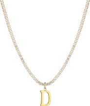 Adornia Initial Charm Tennis Necklace