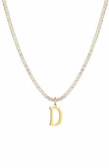 Initial Charm Tennis Necklace