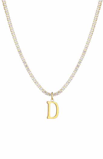 Initial Charm Tennis Necklace