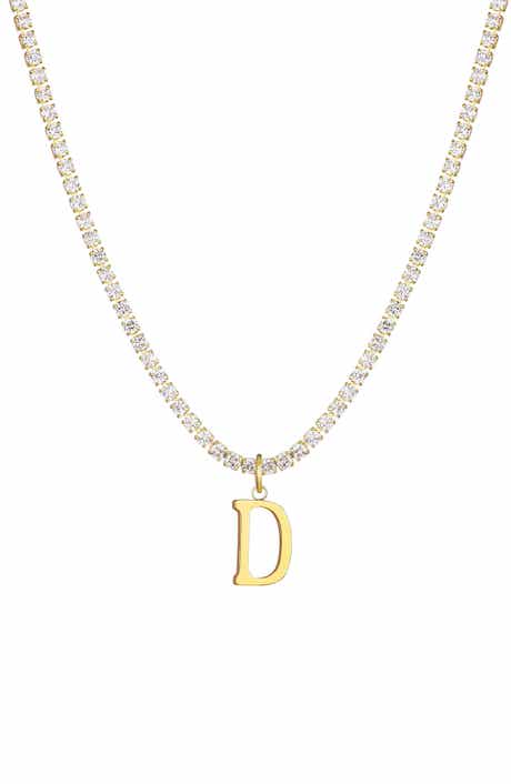 Initial Charm Tennis Necklace