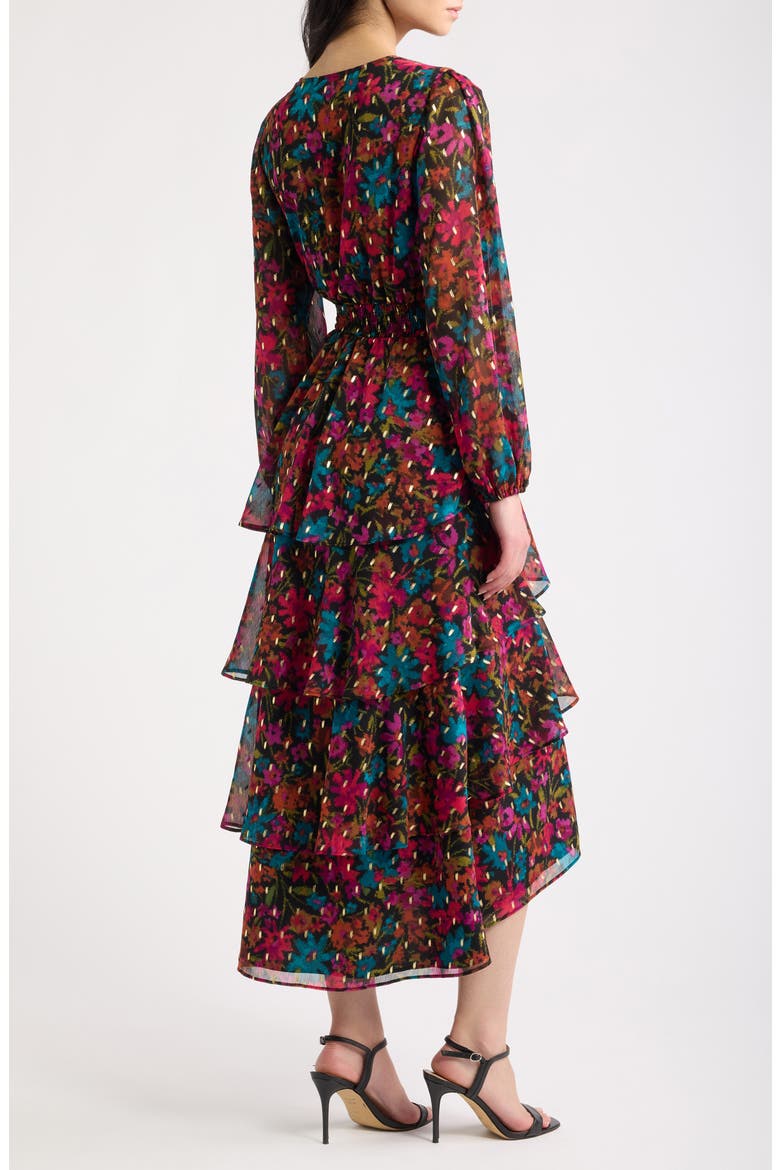 Tiered Midi Dress, Alternate, color, ANNE BLACK MULTI