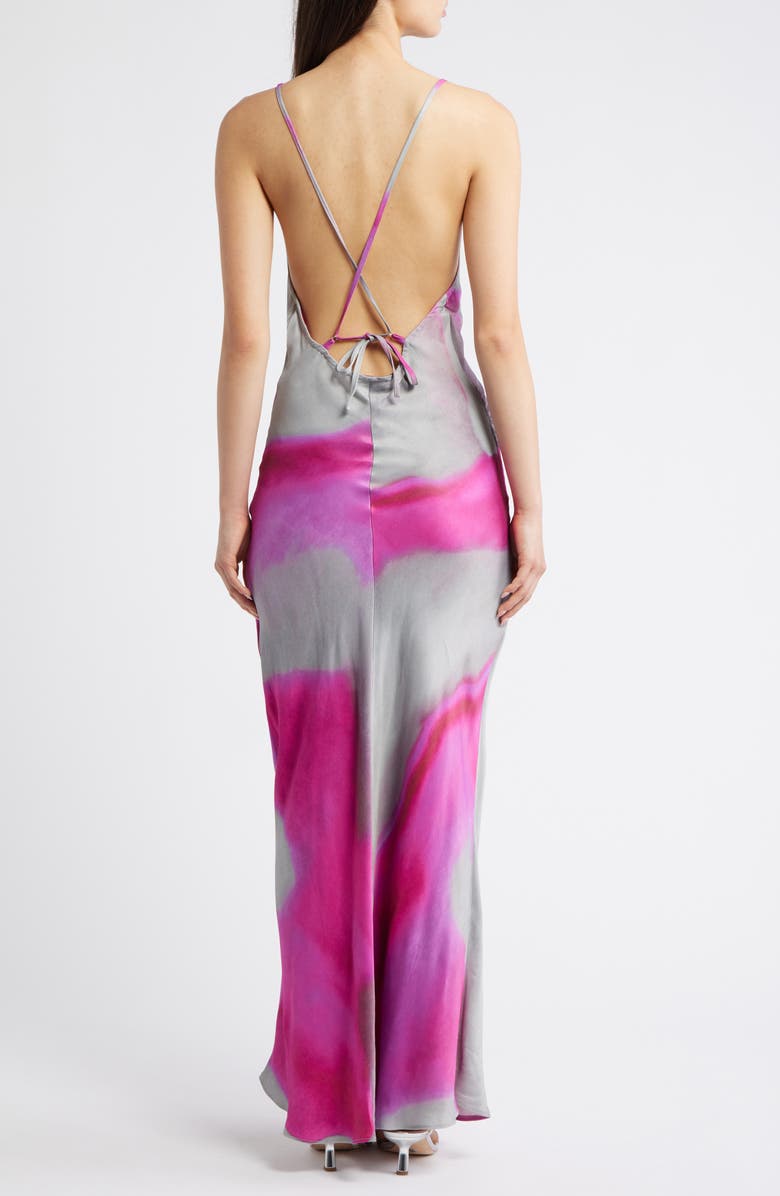 Topshop Cowl Neck Satin Maxi Dress, Alternate, color, Pink