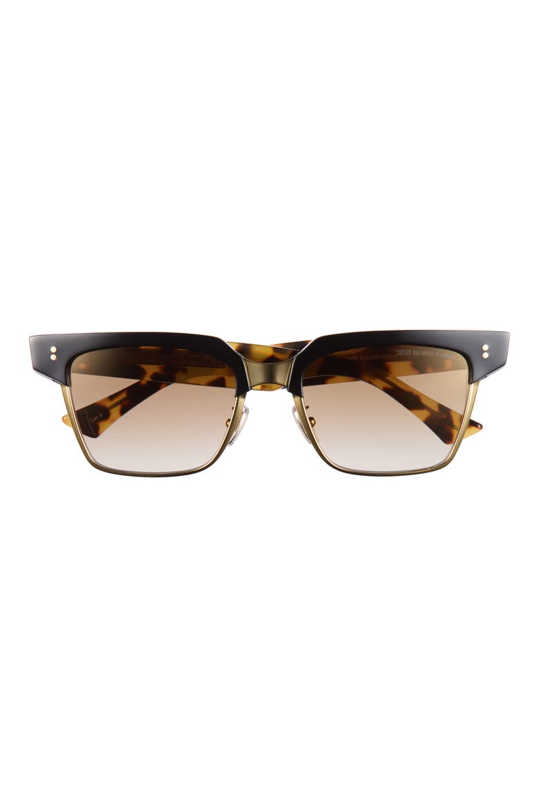 1348 53mm Square Sunglasses, Main, color, BLACK TAXI / GOLD / BROWN LENS