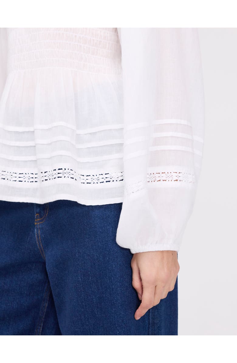 Finery London Jennie Shirred Long Sleeve Cotton Top, Alternate, color,