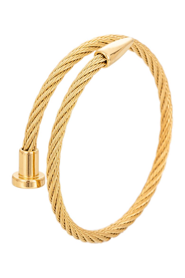 Leo Cable Titanium Spike Cuff Bracelet, Main, color, GOLD