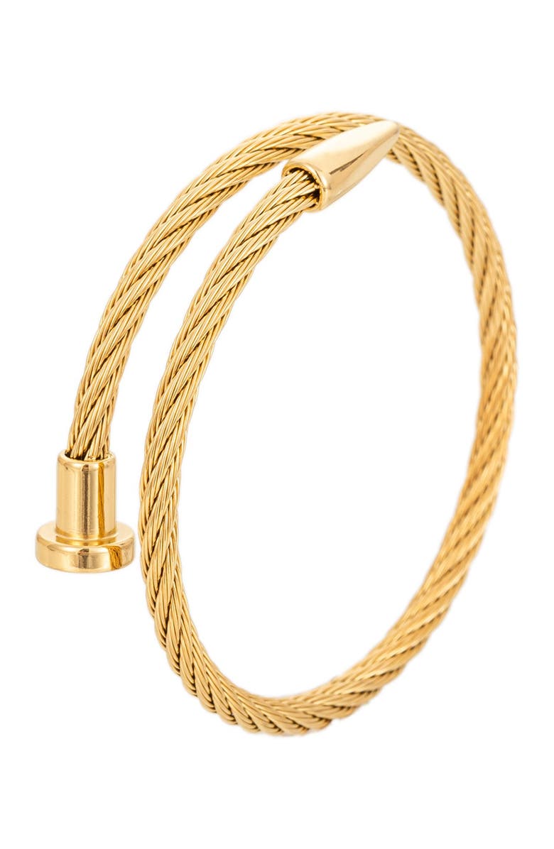 EYE CANDY LOS ANGELES Leo Cable Titanium Spike Cuff Bracelet, Main, color, Gold