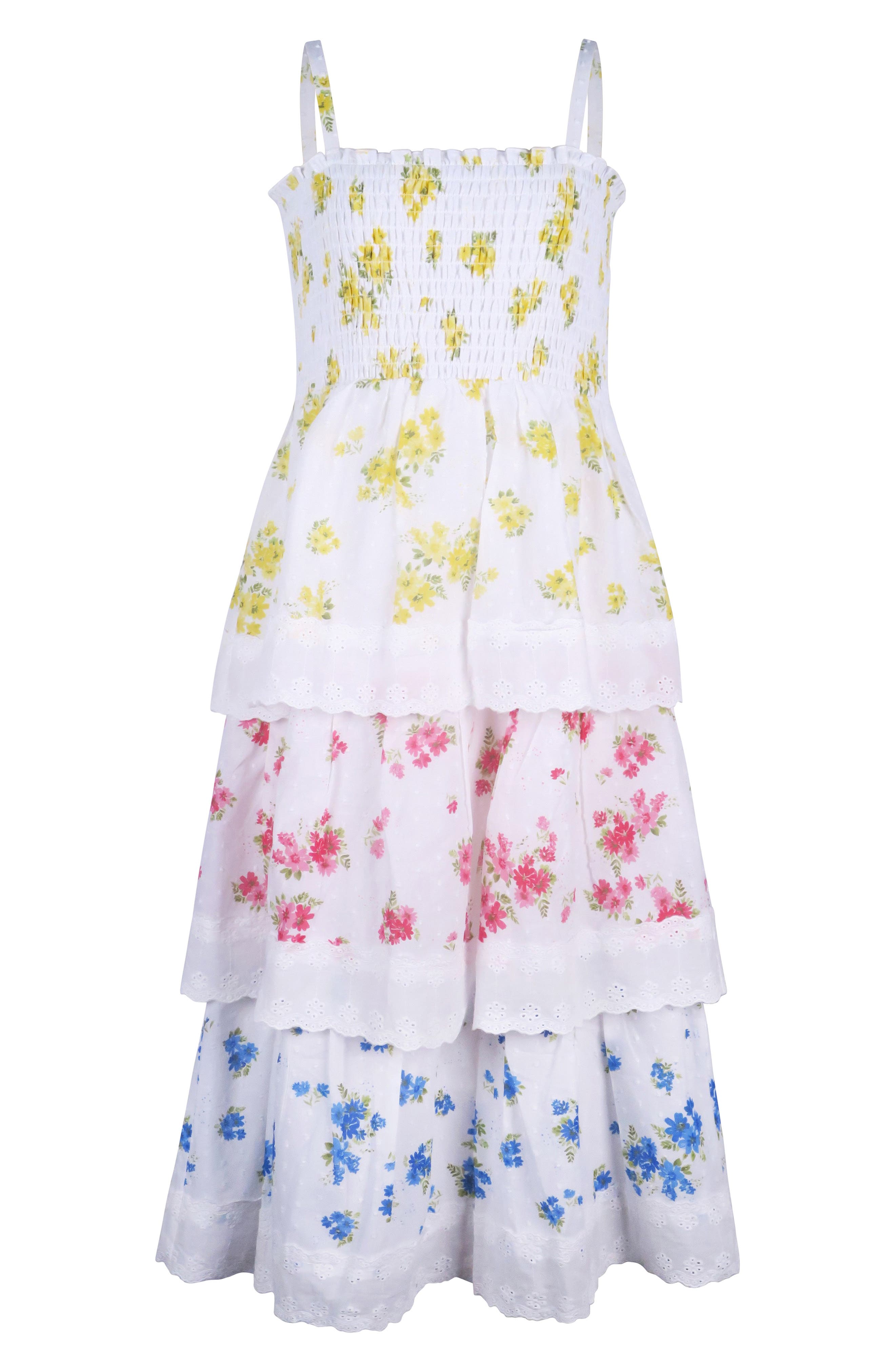 Zunie Kids' Floral Tiered Maxi Sundress