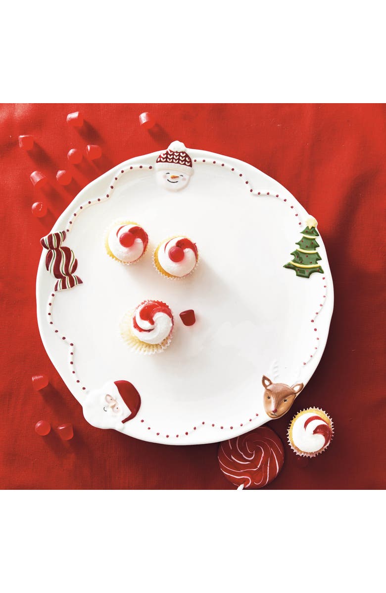 tag Holiday Cheer Multicolor Ceramic Serving Platter for Christmas, Alternate, color, Multicolored