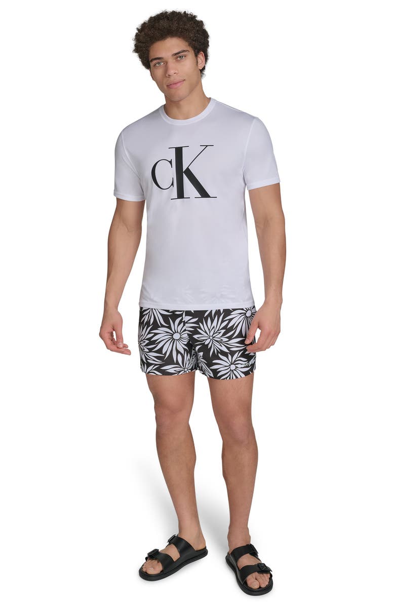 Calvin Klein Monogram Logo Short Sleeve Rashguard, Alternate, color, White