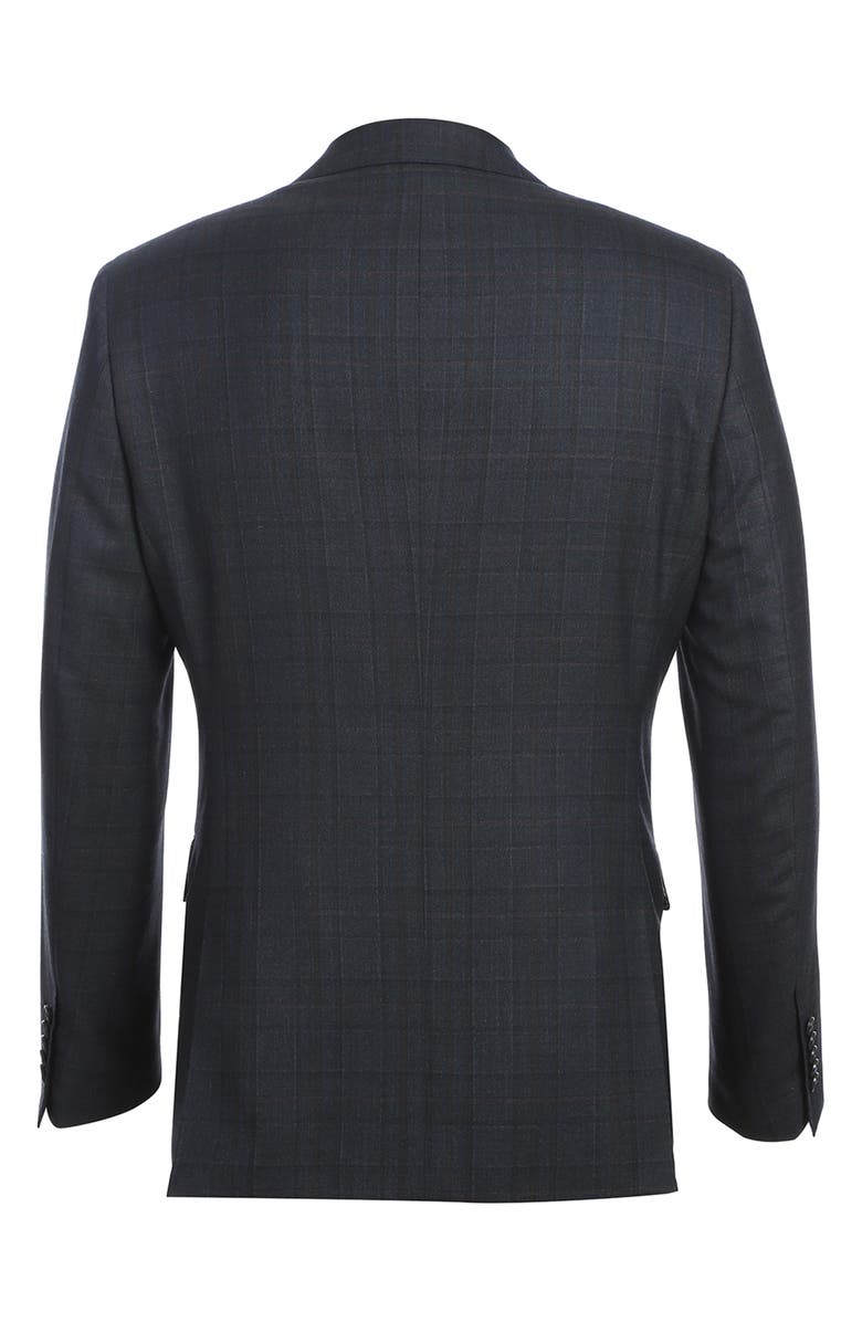 English Laundry Plaid Trim Fit Peak Lapel Wool Blend Two-Piece Suit, Alternate, color, Navy