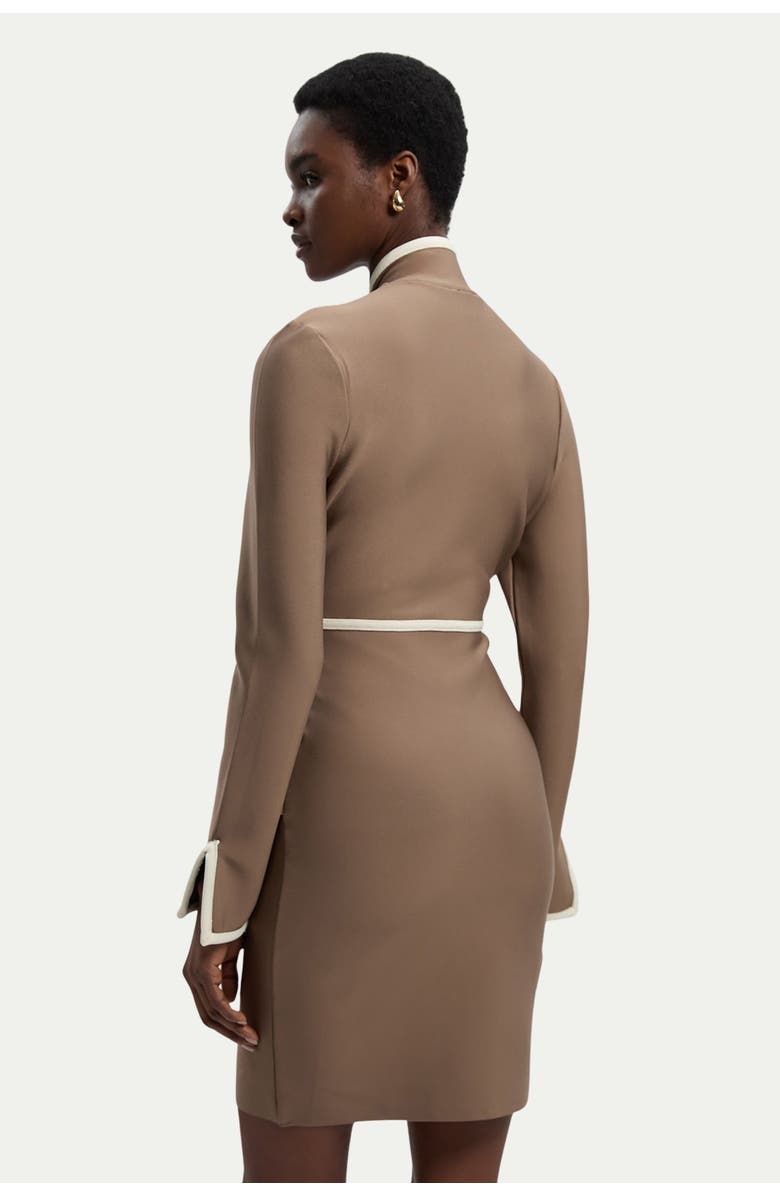Karen Millen Bandage Military Piping Mini Dress, Alternate, color, Taupe