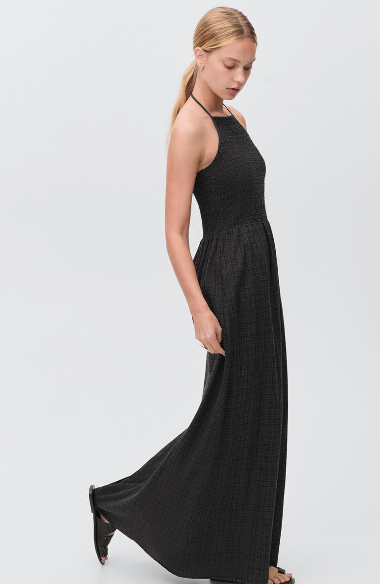 MANGO TEEN Maxi Halter Dress, Alternate, color, Black